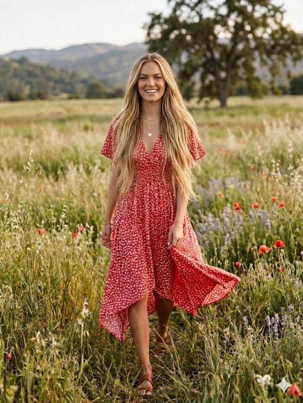 FREE PEOPLE 'In Full Bloom' Smocked Floral Midi Dress | L